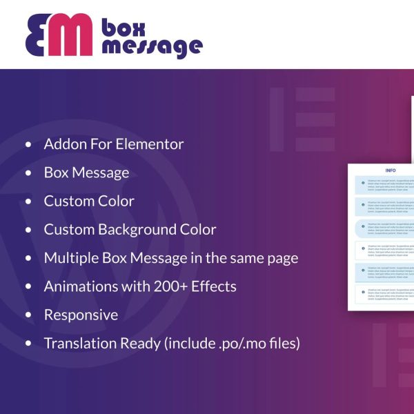 ⚡ Box Message for Elementor WP Plugin