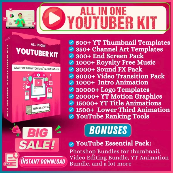 🎬🧰 Complete YouTube Content Creator Toolkit – All-in-One Assets Bundle
